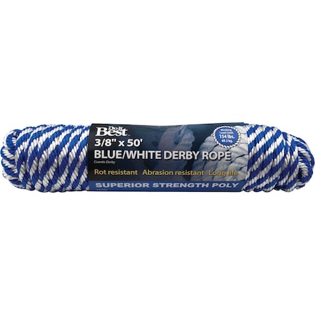 All-Source 3/8 In. x 50 Ft. Blue & White Derby Polypropylene Packaged Rope 737232